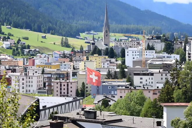 Phong cảnh ở Davos, Thụy Sĩ. (Ảnh: Tân Hoa Xã)