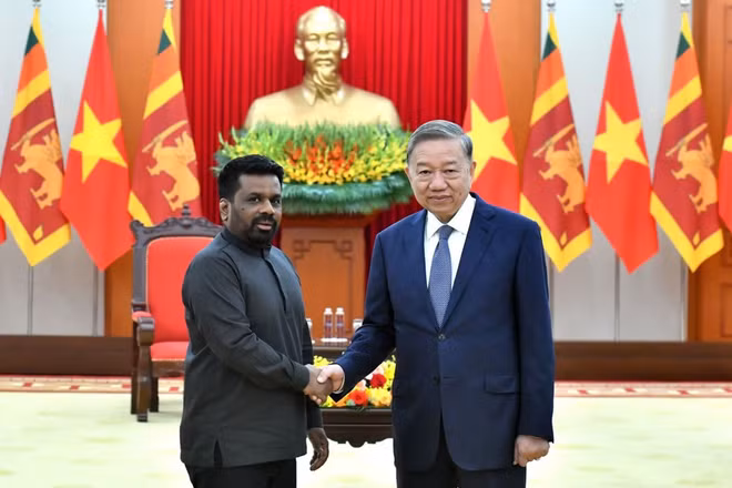 Tổng Bí thư Tô Lâm tiếp Tổng thống Sri Lanka Anura Kumara Dissanayake, tại Trụ sở Trung ương Đảng, ngày 4/5/2025. (Ảnh: ĐĂNG KHOA) 