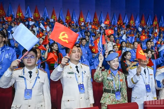 Đại biểu dự Đại hội Hội Liên hiệp Thanh niên Việt Nam lần thứ IX. (Ảnh: DUY LINH)