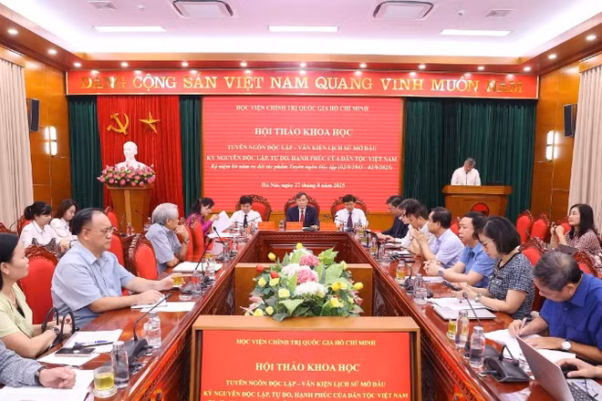 Quang cảnh hội thảo khoa học “Tuyên ngôn Độc lập - Văn kiện lịch sử mở đầu kỷ nguyên độc lập, tự do, hạnh phúc của dân tộc Việt Nam”.