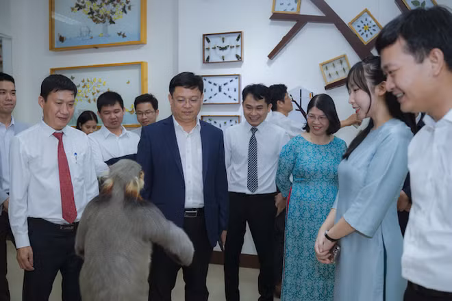 Đại biểu và khách tham quan trải nghiệm không gian trưng bày mới khai trương. (Ảnh: Bảo tàng thiên nhiên duyên hải miền trung)