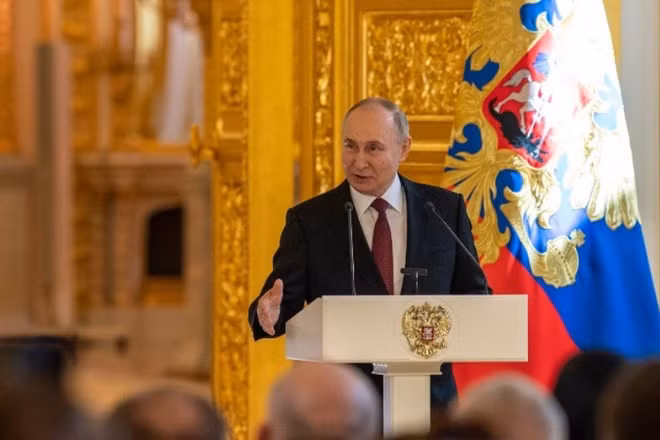 Tổng thống Nga Vladimir Putin phát biểu tại Moskva. (Ảnh: THX/TTXVN)