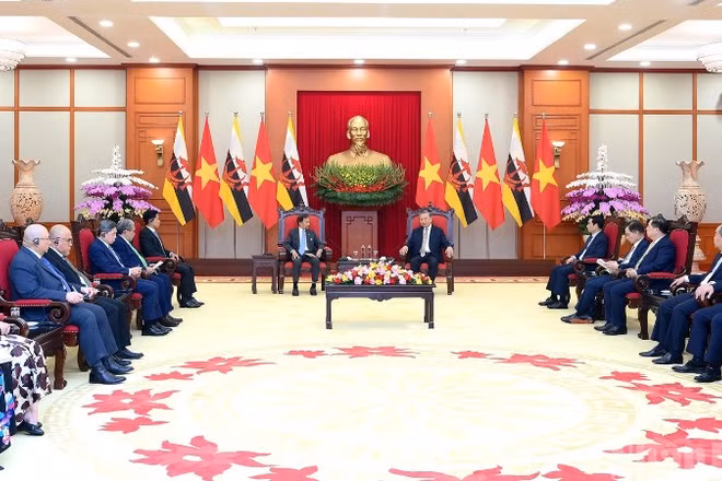 Quang cảnh cuộc hội kiến tại Trụ sở Trung ương Đảng. (Ảnh: ĐĂNG KHOA)