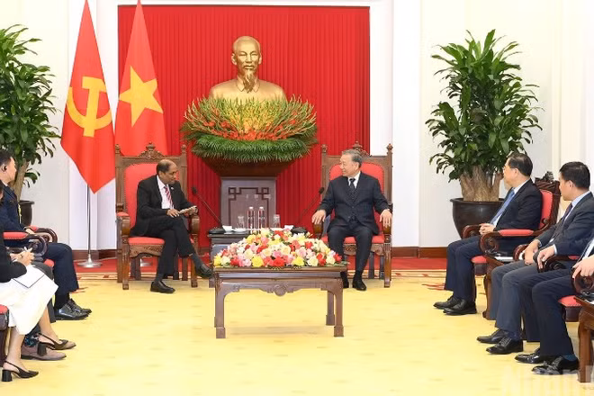 Quang cảnh cuộc tiếp tại Trụ sở Trung ương Đảng. (Ảnh: ĐĂNG KHOA)