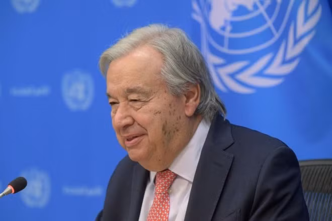 Tổng Thư ký Liên hợp quốc Antonio Guterres phát biểu trong cuộc họp báo tại trụ sở Liên hợp quốc, ở New York (Mỹ), ngày 16/9/2026. (Ảnh: Tân Hoa Xã)