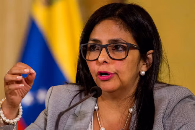 (Ảnh tư liệu) Bà Delcy Rodriguez trong một cuộc họp báo ở Caracas. (Ảnh: THX/TTXVN)