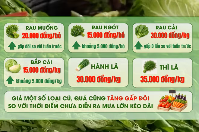 [Video] Giá nhiều loại rau xanh tại Hà Nội tăng mạnh sau mưa lớn kéo dài