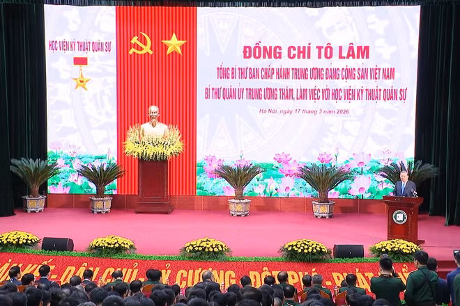 [Video] Tổng Bí thư Tô Lâm: Học viện Kỹ thuật quân sự phát huy tinh thần “đoàn kết, bản lĩnh, đổi mới, sáng tạo, trí tuệ, phát triển”