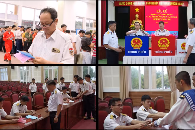 [Video] Cử tri làm việc dài ngày trên biển đi bỏ phiếu sớm