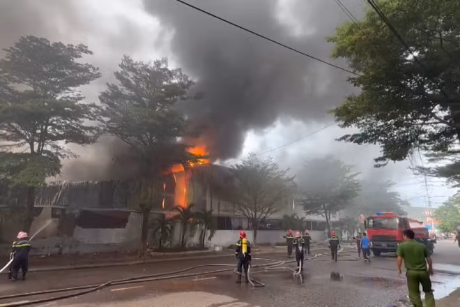 [Video] Kịp thời dập tắt đám cháy tại kho chứa xe điện du lịch tại Gia Lai