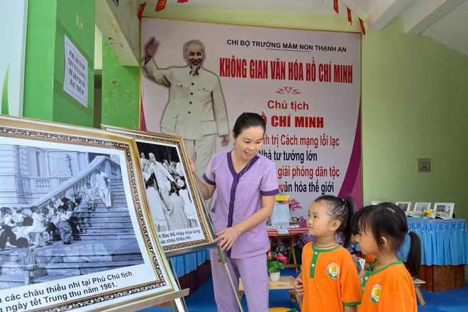 Không gian văn hóa Hồ Chí Minh tại Trường mầm non Thạnh An, xã Thạnh An, huyện Cần Giờ, Thành phố Hồ Chí Minh.