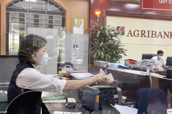 Giao dịch tại chi nhánh Ngân hàng Agribank. 