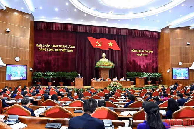 Quang cảnh khai mạc Hội nghị lần thứ 6, Ban Chấp hành Trung ương. (Ảnh: Đăng Khoa)