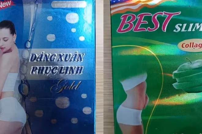 Hai mẫu thực phẩm bảo vệ sức khỏe kiểm nghiệm có chứa chất cấm sibutramine. (Ảnh: VFA)
