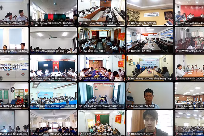Toàn cảnh Hội nghị qua một số điểm cầu trực tuyến.