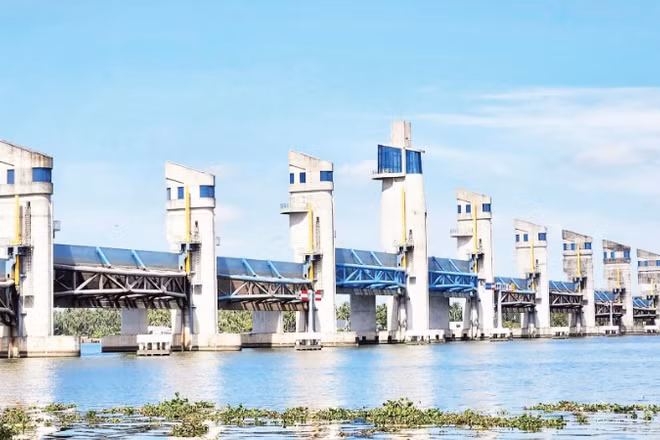 Hệ thống công trình thủy lợi Cái Lớn-Cái Bé ở Đồng bằng sông Cửu Long. (Ảnh nhandan.vn)