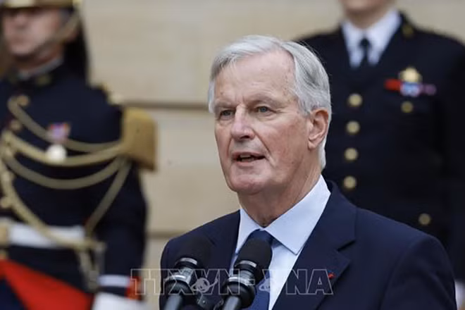 Tân Thủ tướng Pháp Michel Barnier phát biểu tại lễ nhậm chức ở Paris ngày 5/9/2024. (Ảnh: THX/TTXVN)