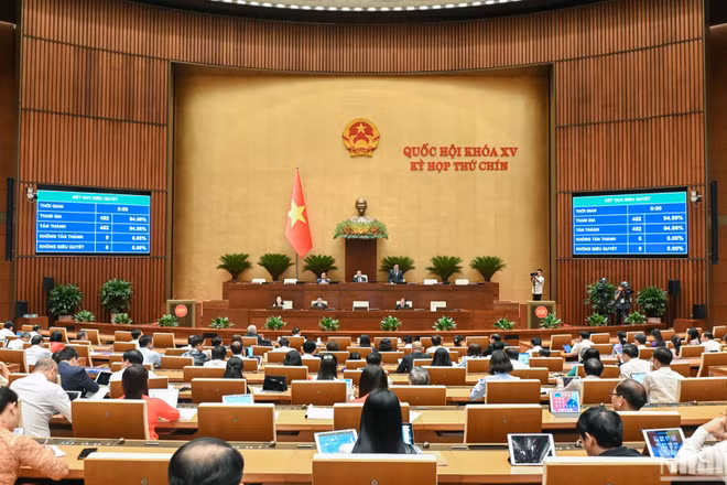 Kết quả biểu quyết thông qua Nghị quyết của Quốc hội về việc sửa đổi, bổ sung một số điều của Hiến pháp năm 2013. (Ảnh: THỦY NGUYÊN)