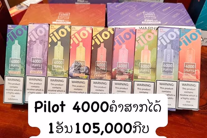 Các sản phẩm thuốc lá điện tử được quảng cáo trên các nền tảng xã hội tại Lào. (Ảnh: Trịnh Dũng)