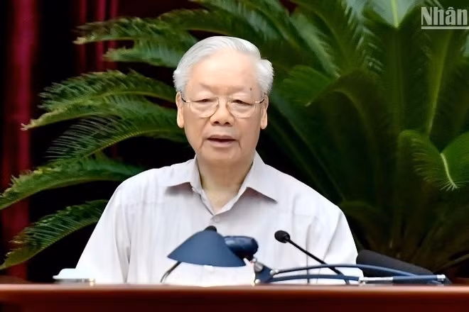 Tổng Bí thư Nguyễn Phú Trọng phát biểu chỉ đạo hội nghị. (Ảnh: ĐĂNG KHOA)