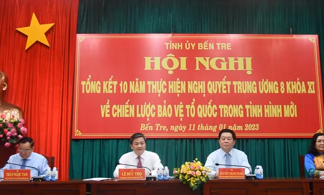Lãnh đạo chủ trì Hội nghị tổng kết 10 năm thực hiện Nghị quyết Trung ương 8 khóa XI về chiến lực bảo vệ Tổ quốc trong tình hình mới. 