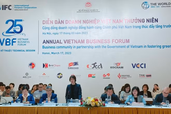 Quang cảnh phiên họp kỹ thuật của Diễn đàn doanh nghiệp Việt Nam thường niên. (Ảnh Lê Tiên)
