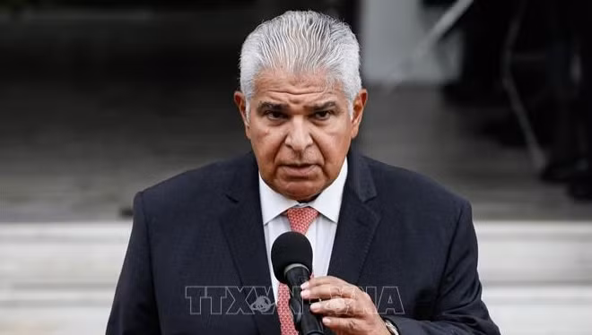 Tổng thống Panama Jose Raul Mulino phát biểu với báo giới tại Panama City. (Ảnh: THX/TTXVN)