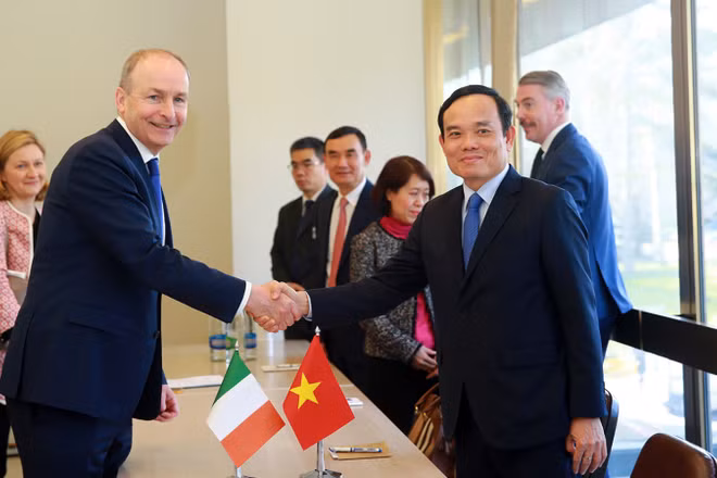 Phó Thủ tướng Trần Lưu Quang và Phó Thủ tướng, Bộ trưởng Ngoại giao và Quốc phòng Cộng hòa Ireland Michéal Martin. (Ảnh: baochinhphu.vn)
