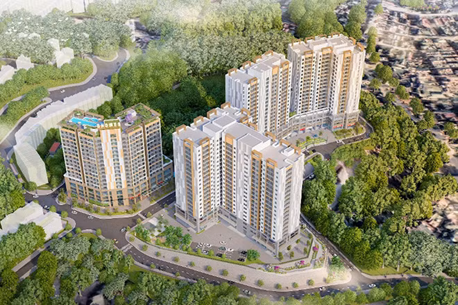 Phối cảnh dự án khu nhà ở xã hội thuộc khu dân cư đồi Ngân hàng, phường Hồng Hải và phường Cao Thắng, thành phố Hạ Long, Quảng Ninh. (Ảnh: Quang Thọ)