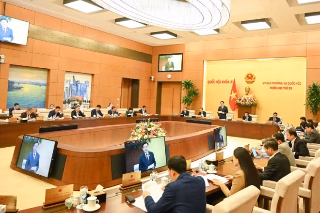 Quang cảnh Phiên họp thứ 22 của Ủy ban Thường vụ Quốc hội ngày 10/4. (Ảnh: DUY LINH)