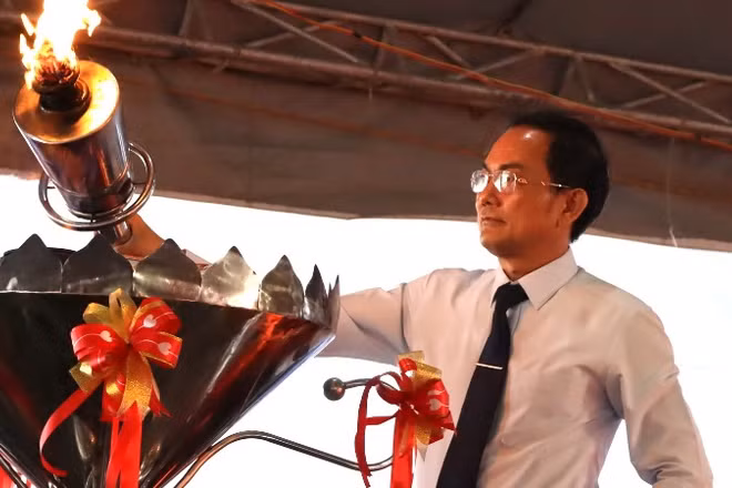 Ông Võ Văn Chánh trong một sự kiện khi đang giữ chức Bí thư Thành ủy Biên Hòa.