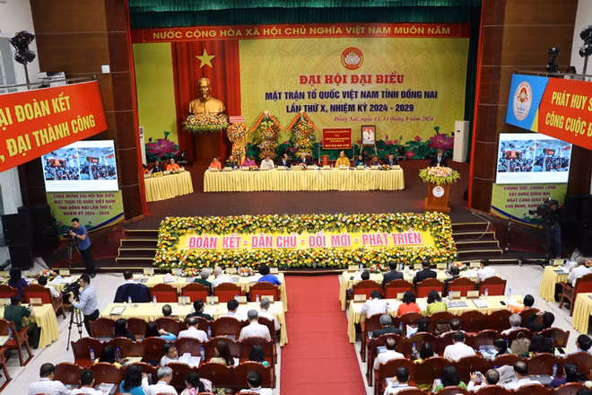 Quang cảnh Đại hội Mặt trận Tổ quốc tỉnh Đồng Nai lần thứ 10, nhiệm kỳ 2024-2029.