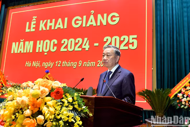 Tổng Bí thư, Chủ tịch nước Tô Lâm phát biểu tại lễ khai giảng.