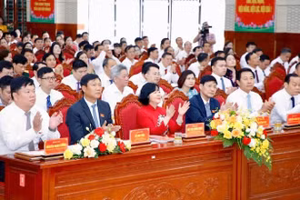 Các đại biểu tham dự Đại hội Đảng bộ xã Phúc Thọ nhiệm kỳ 2025-2030.