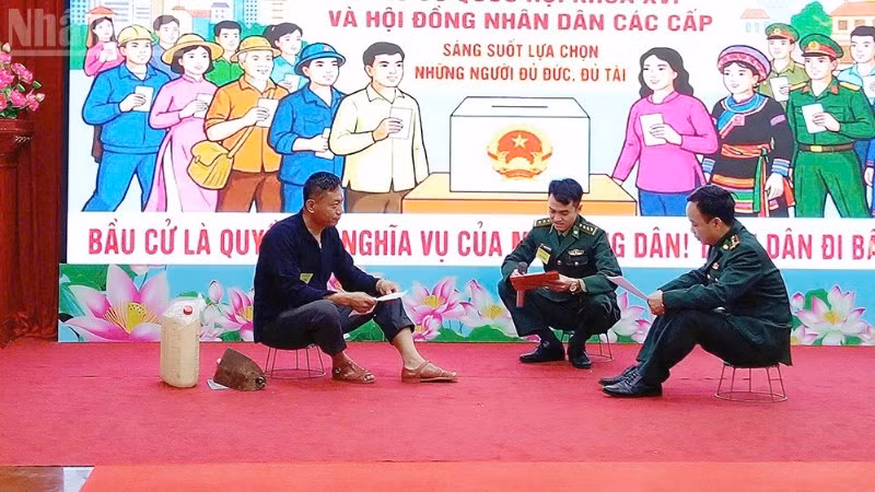 Tiểu phẩm tham gia dự thi của Đồn Biên phòng Cửa khẩu quốc tế Lóng Sập, Ban Chỉ huy Bộ đội Biên phòng tỉnh Sơn La.