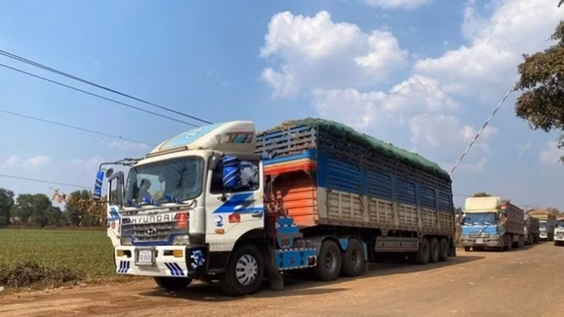 Xe hàng hóa ở cửa khẩu Tây Ninh. (Ảnh: VGP)