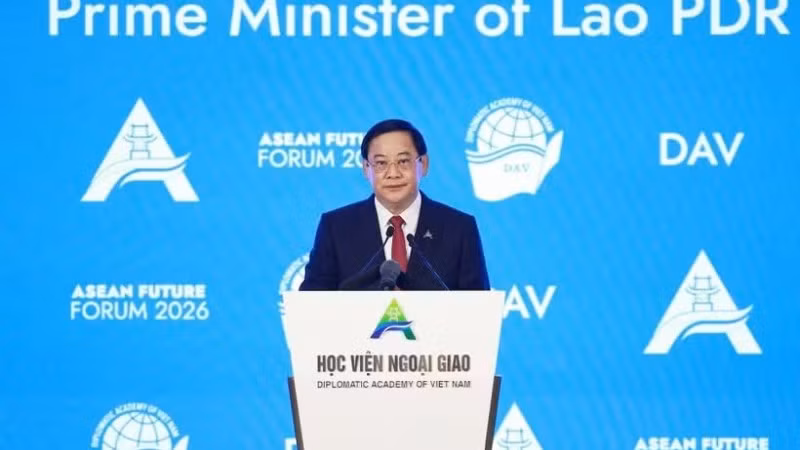 Thủ tướng Lào Sonexay Siphandone phát biểu tại phiên khai mạc Diễn đàn Tương lai ASEAN lần thứ ba. (Ảnh: TTXVN)