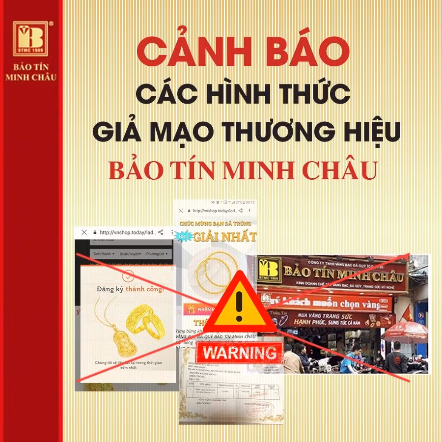 Các thương hiệu vàng bạc cảnh báo tình trạng lừa đảo qua Facebook tích xanh giả.