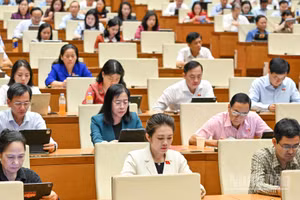 Quốc hội làm việc tại hội trường. (Ảnh: THỦY NGUYÊN)