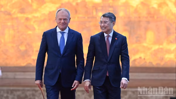 Thủ tướng Lê Minh Hưng và Thủ tướng Cộng hòa Ba Lan Donald Tusk.