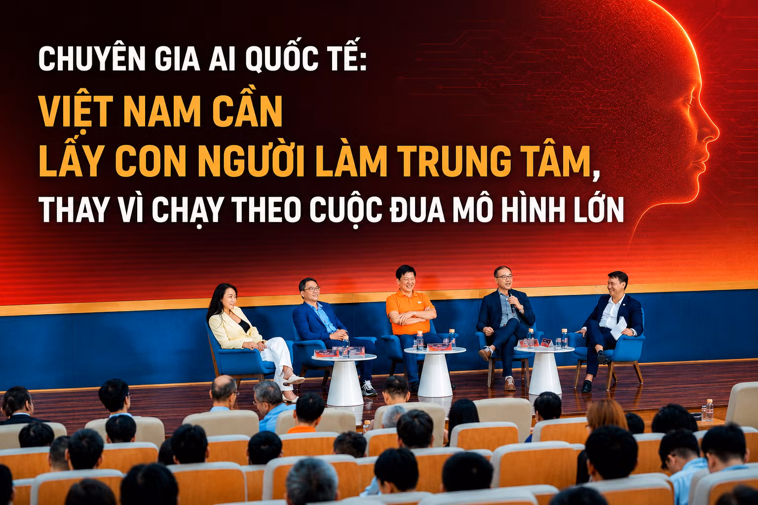 Các diễn giả tham gia tọa đàm tại sự kiện “AI: Shaping Human-Centered Innovation”.