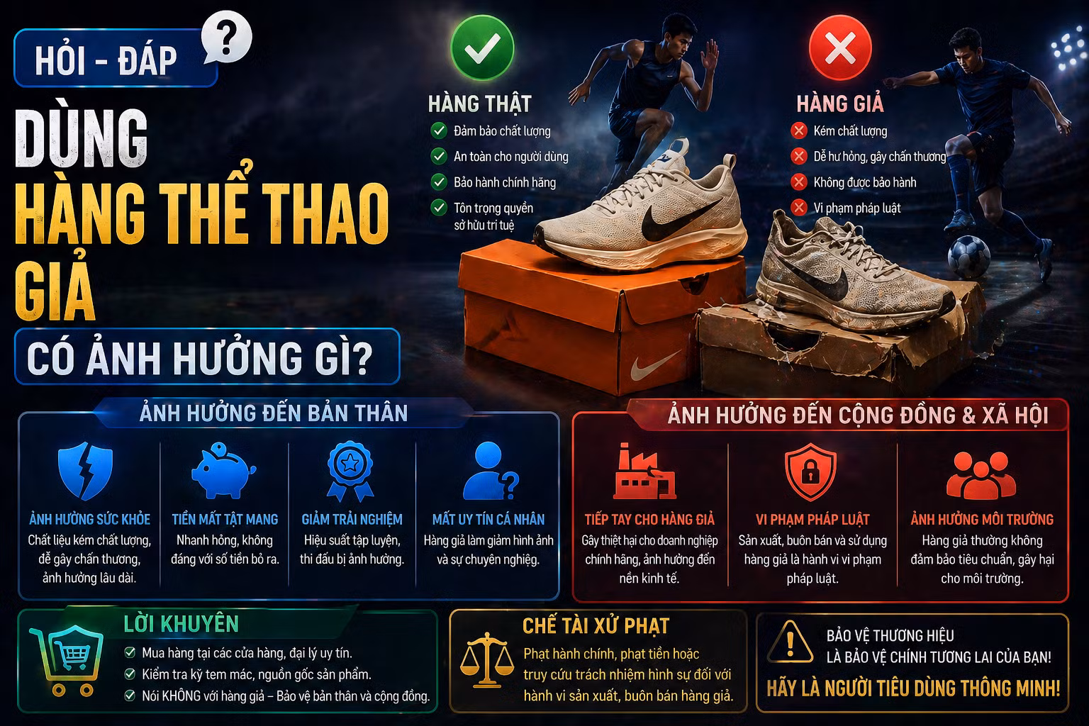 [Hỏi-đáp] Dùng hàng thể thao giả có ảnh hưởng gì?