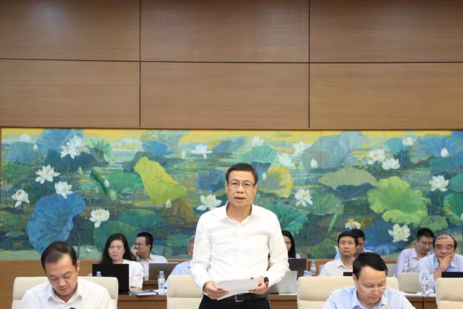 Thứ trưởng Khoa học và Công nghệ Lê Xuân Định trình bày Tờ trình của Chính phủ về dự án Luật. (Ảnh: MST)