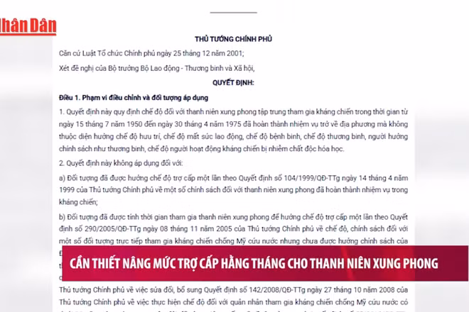 [Video] Cần thiết nâng mức trợ cấp hằng tháng cho thanh niên xung phong 