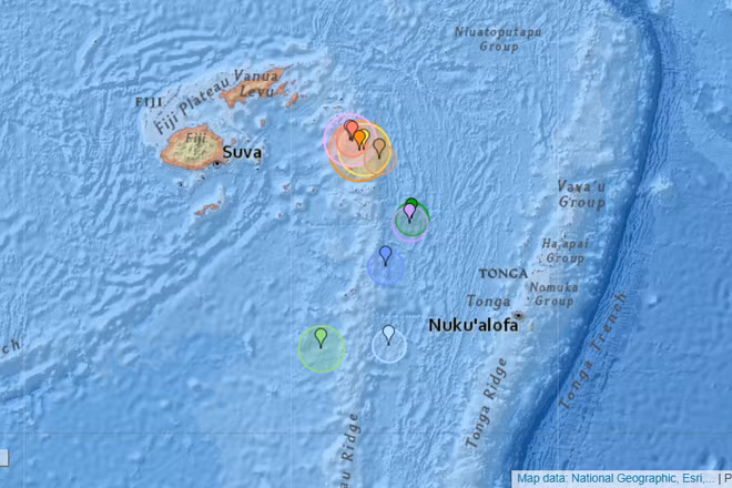 Ảnh chụp màn hình từ Earthquaketrack.