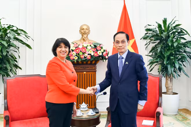 Bộ trưởng Ngoại giao Lê Hoài Trung tiếp Quốc vụ khanh Seema Malhotra.