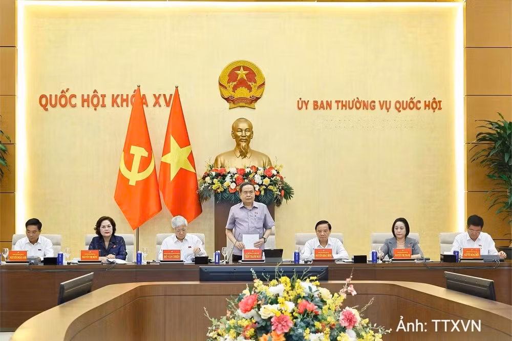 Chủ tịch Quốc hội Trần Thanh Mẫn phát biểu tại hội nghị. (Ảnh: TTXVN)