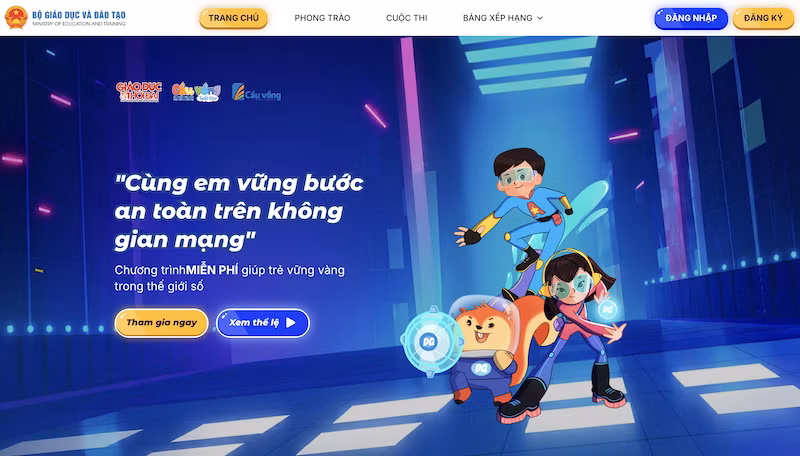Phát động Cuộc thi "Công dân số - Trí tuệ Việt" cho học sinh toàn quốc Giao diện trang chính thức của Cuộc thi “Công dân số - Trí tuệ Việt”.