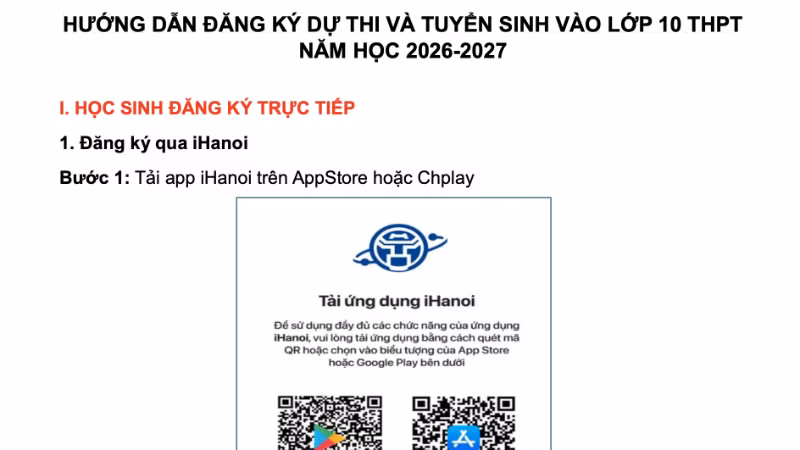 Hướng dẫn cách đăng ký trực tuyến tuyển sinh vào lớp 10 của Hà Nội