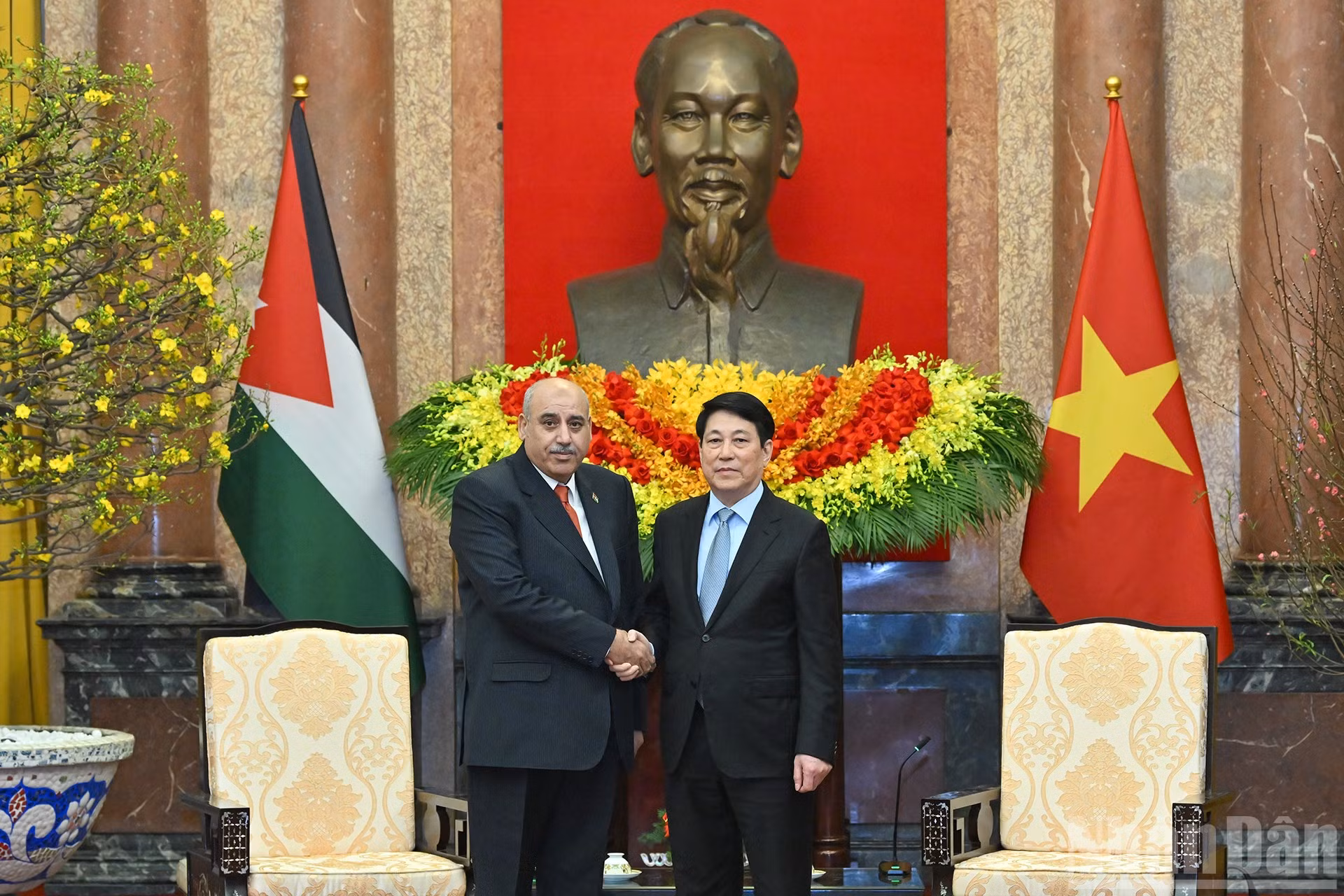 Chủ tịch nước Lương Cường và Chủ tịch Hạ viện Jordan Mazen Turki El Qadi.
